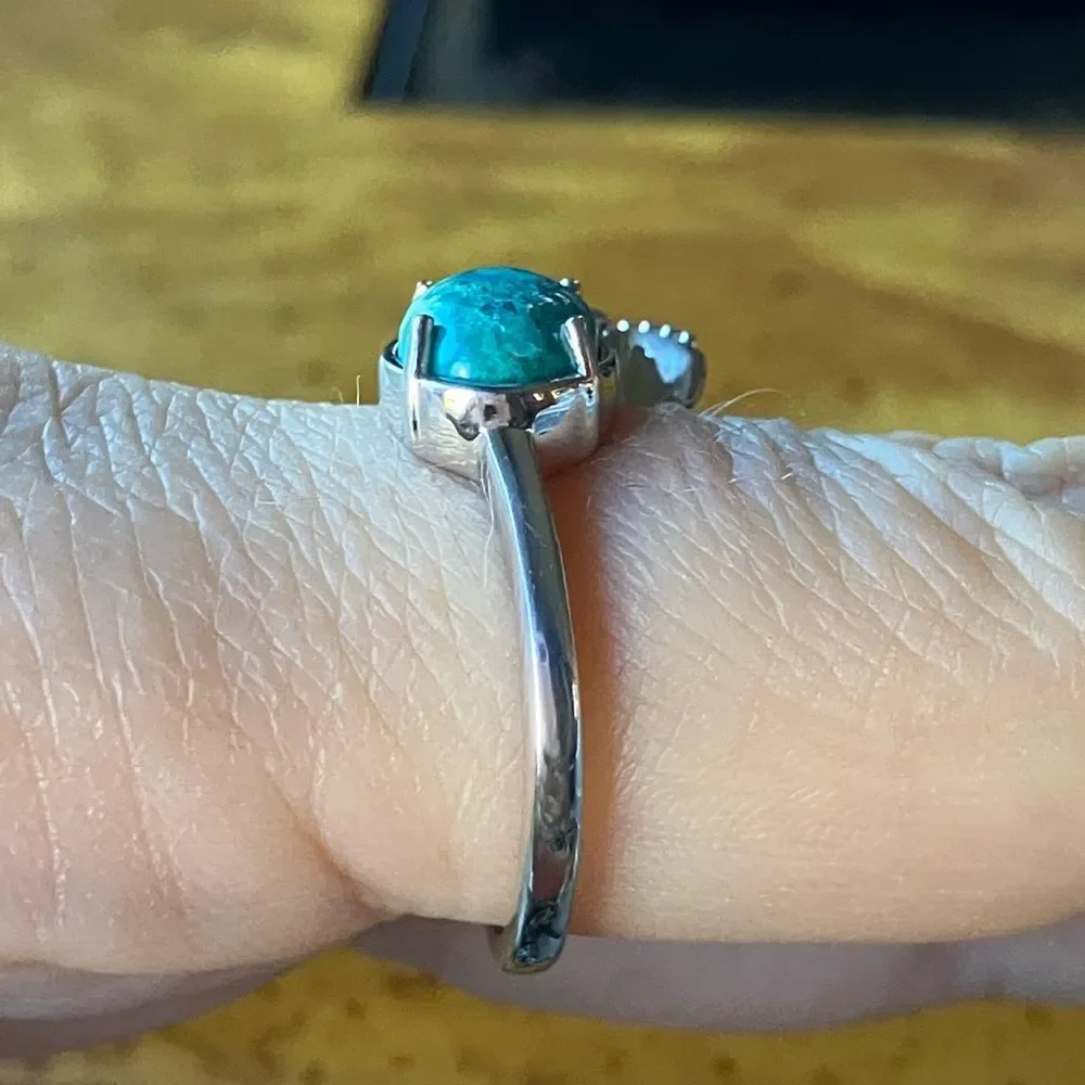 Natural Chrysocolla Sterling Silver Ring Size 8